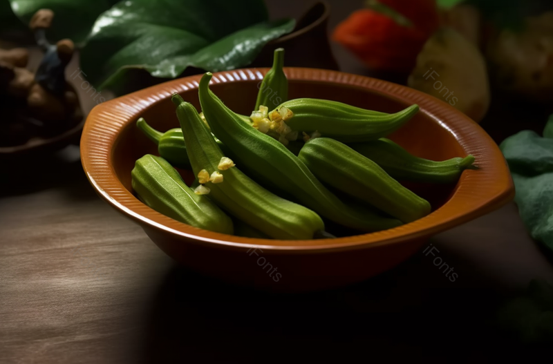 中华美食秋葵盛放在陶瓷盆里凉菜美食东方食品餐饮美食图像摄影,高清,摄影图,摄影图片,图片大全,摄影图免费下载